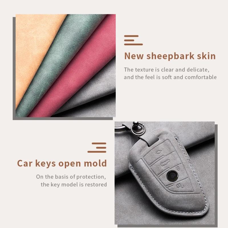 Leather Car Remote Key Case Cover for Bmw F20 G20 G30 X1 X3 X4 X5 G05 X6 X7 G11 F15 F16 G01 G02 F48 1 2 3 4 5 6 7 Series