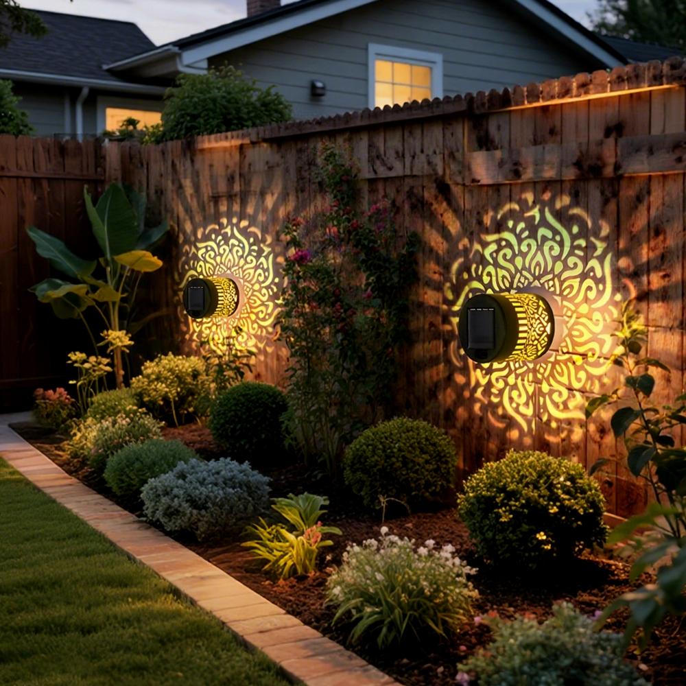 Outdoor Garden Solar Light Iron Art Hanging Light Hollow LED Landscape Light Garden Decoration Projection Light Waterproof