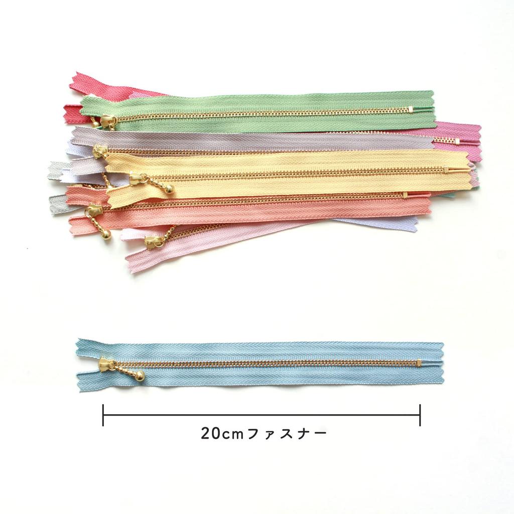 Nippon Chuko YKK Ball Nuance Zipper, Color, 20cm, Gold, 12-Color Set, 3G20-N12MIX