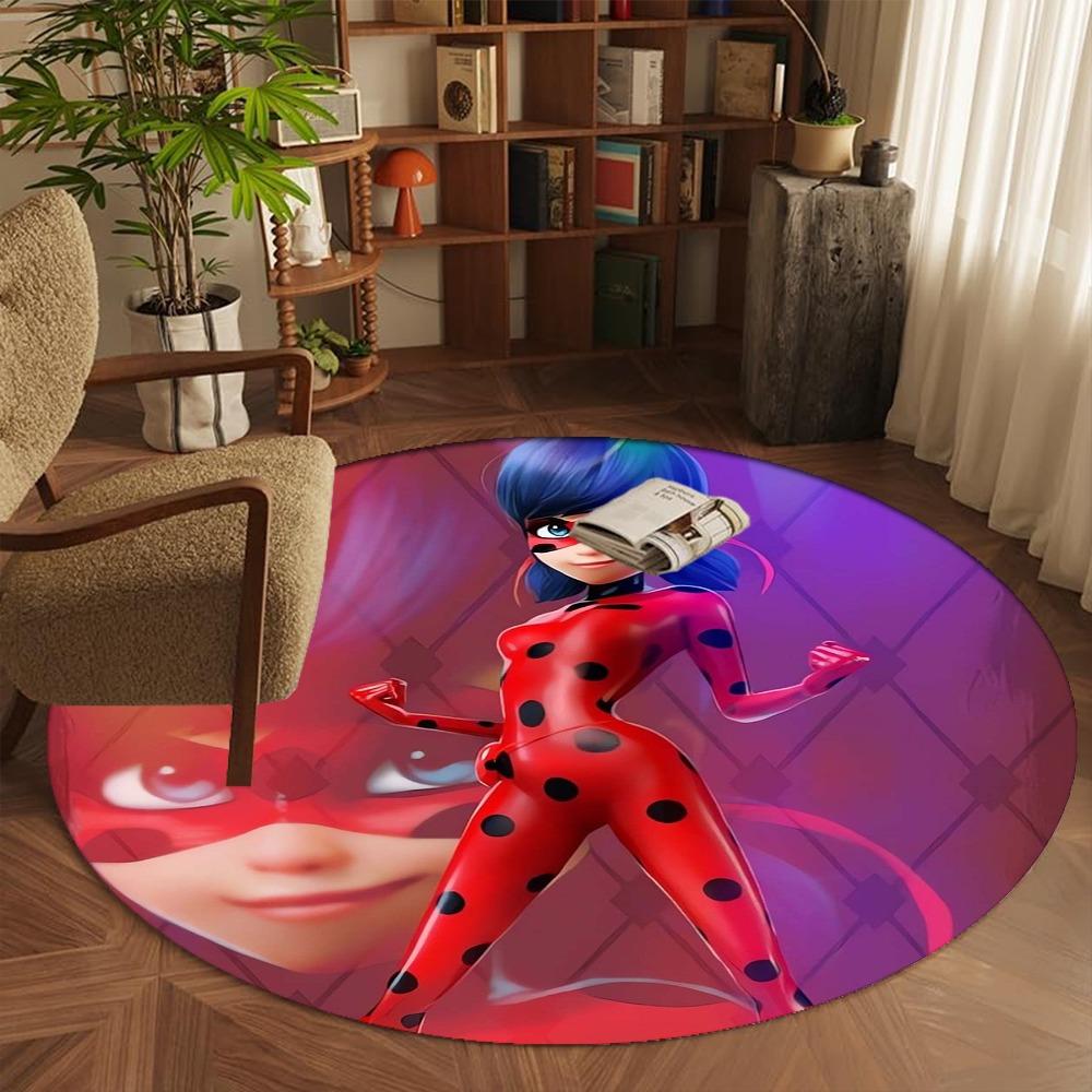 Superhero round Area Rug Non-Slip Washable Soft Circle Carpet for Living Room Bedroom Home Decor