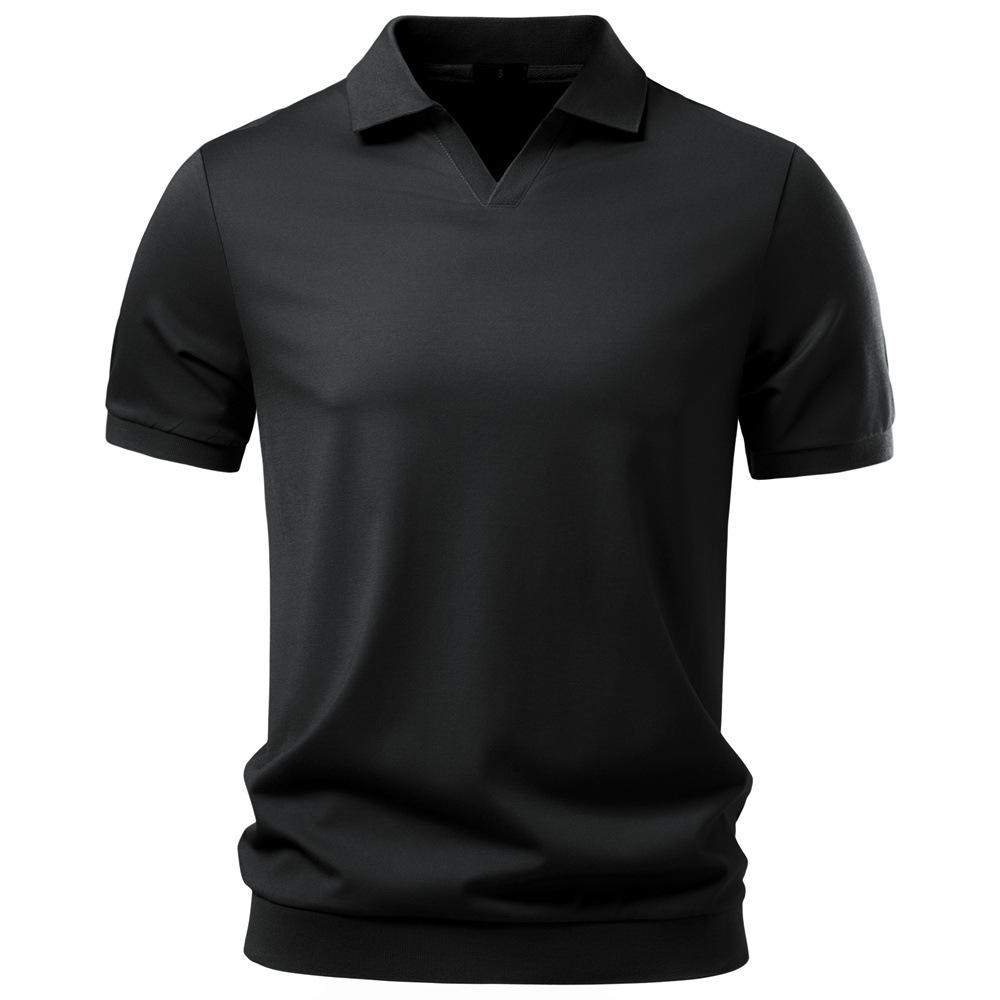 Men's Tencel Polo Shirt, Silky Drape Business Casual Polo, Seagull Collar Old Money Style Polo Top