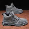 Autumn 2025 New Fashionable Workwear Boots Outdoor Trend Hiking Shoes Men's Thick Soled Gray Casual Shoes Men's  Flat Boots