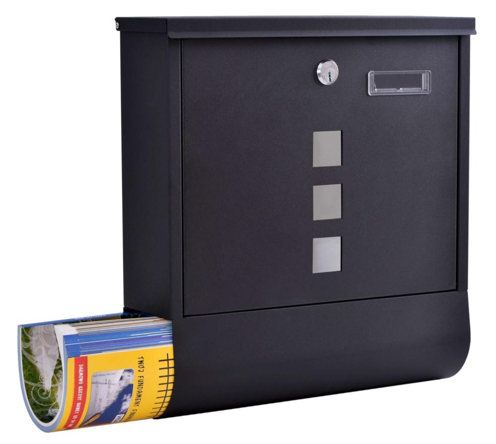 Hans Letterbox with Newspaper Holder Black