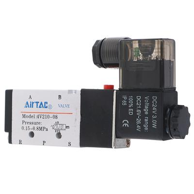 1ks 5cestný 2poziční 1/4'' solenoidový ventil Airtac 4V210-08 Dc24V