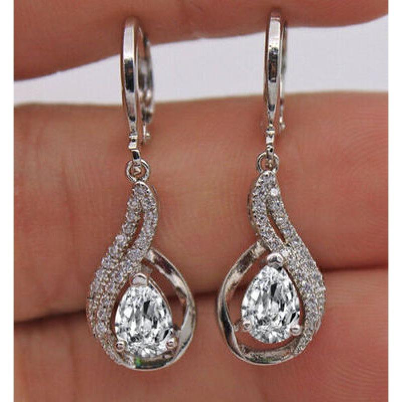New popular earrings, water drop zircon diamond-encrusted earrings, ear buckles, women s versatile trinkets белый
