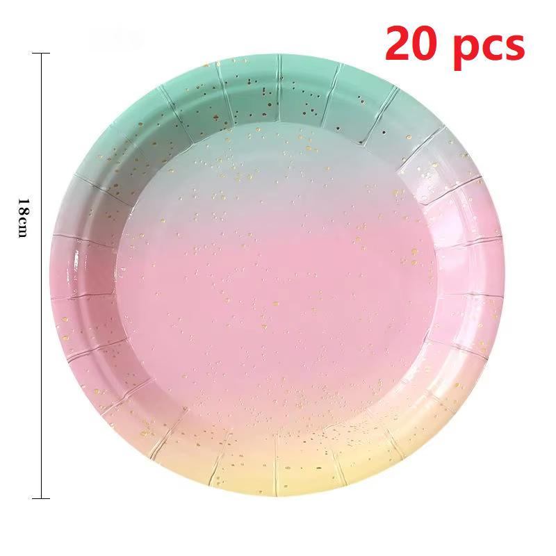 Rainbow Tableware Set for Birthday Party Decorations Rainbow Tableware Paper Plates Cups Napkins Tablecloth Dinner Disposable