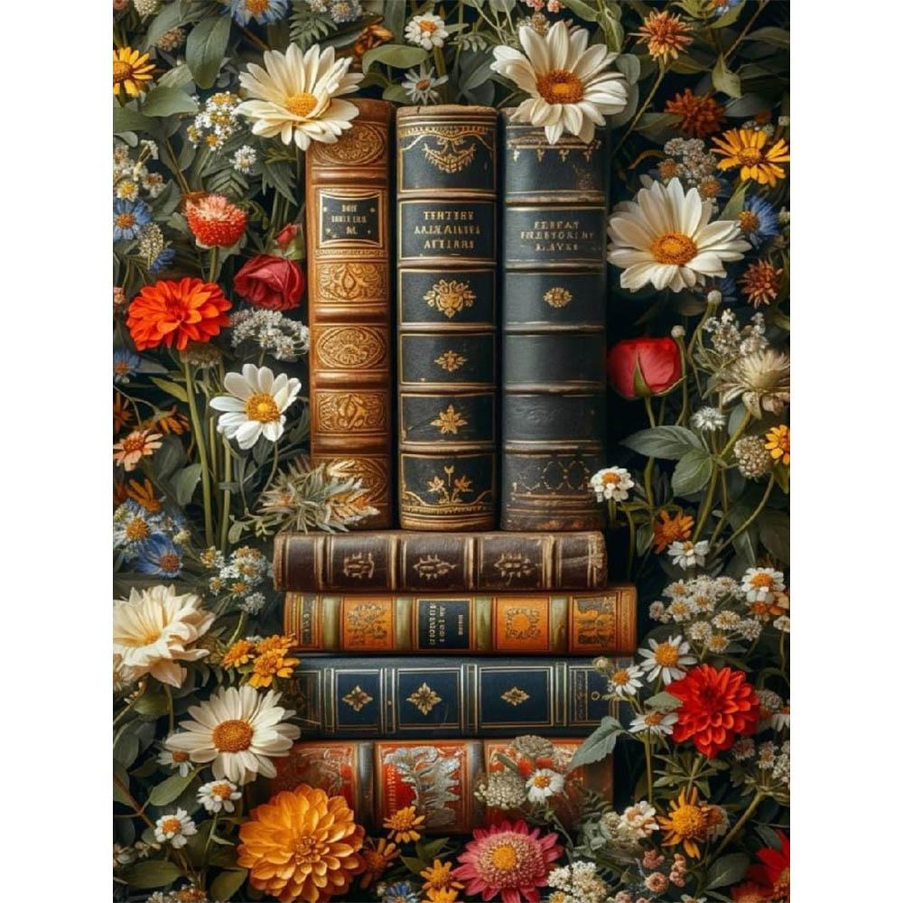 

Retro Book Diamond Painting Art Painting Kit, DIY Rhinestone Cross Stitch Art and Crafts for Home Wall Decoration Round 20x30cm