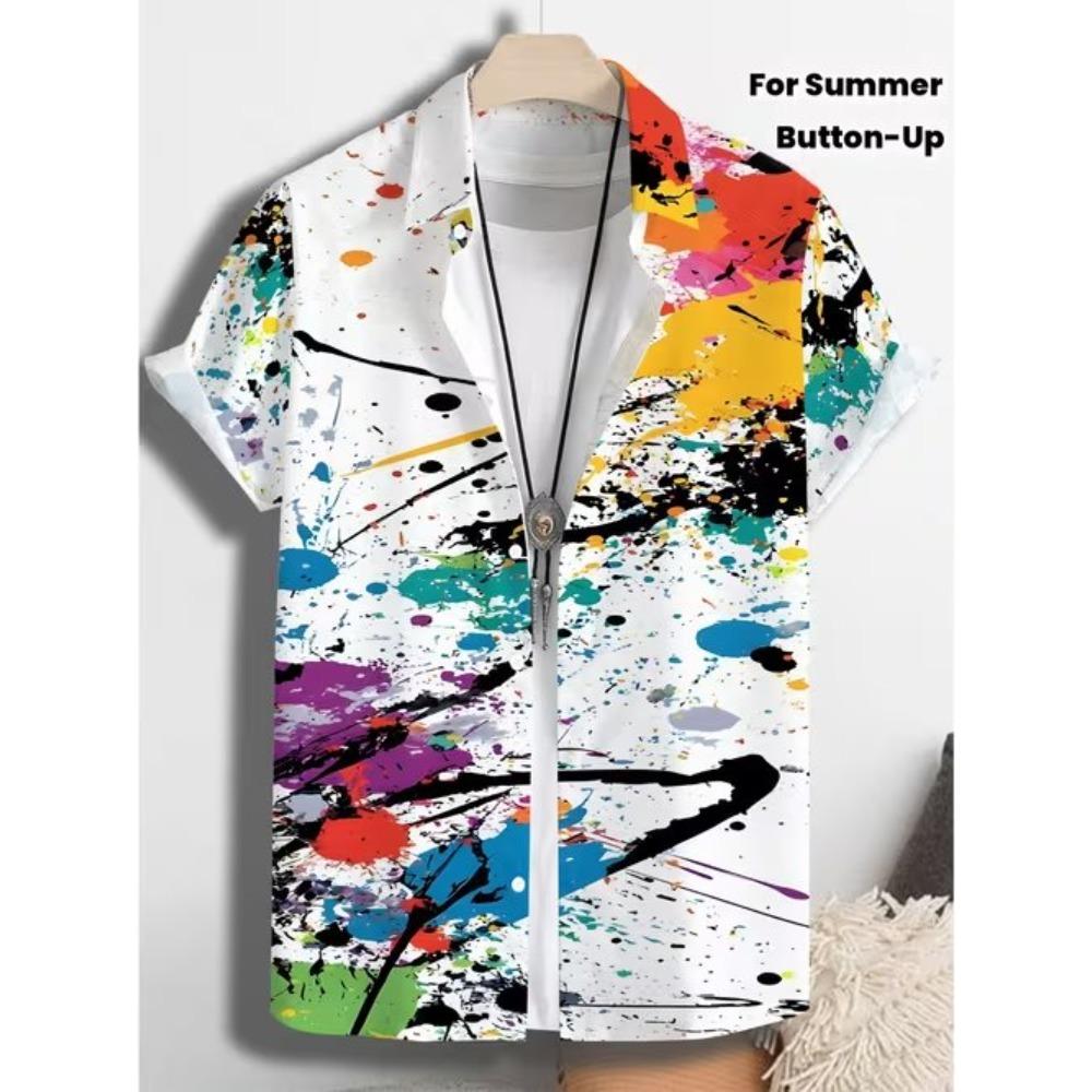 

Men s Retro Fashion Pattern 3D Print Shirt Button Up Shirt Casual Shirt Summer Shirt Short Sleeve Daily Vacation Clothing 8XL слонова кістка