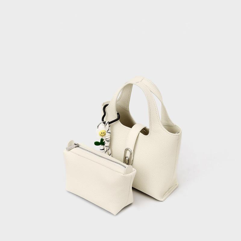 Genuine Leather Fashion Texture Handbag 2025 New Style Fashionable Handheld Bag With Cotton Rope Handle And Cowhide Tassel Decoration