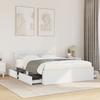 VidaXL Bed Frame with Headboard White 120x190cm Engineered Wood, Bedroom Furniture, Double Bed, Slatted Base, 3295604