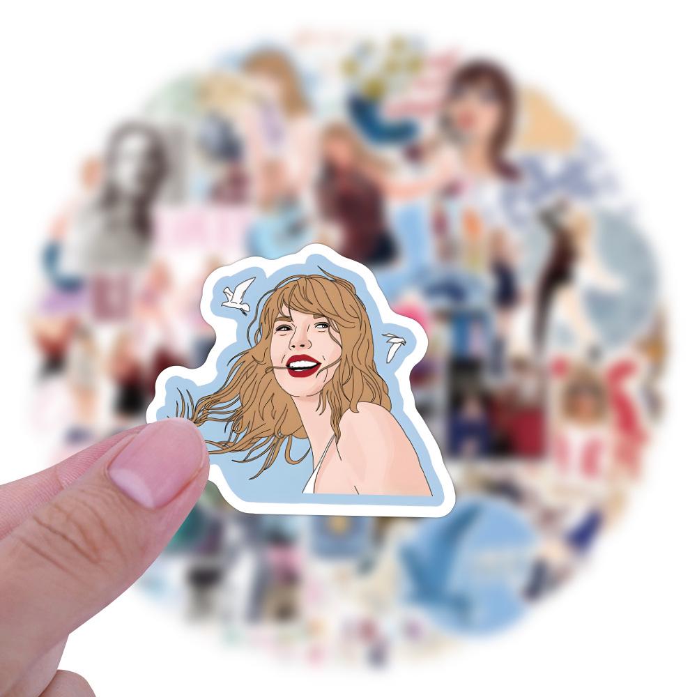 50-100 European & American Female Star Taylor New Album Graffiti Stickers - Trendy Decorative Water Cup Stickers