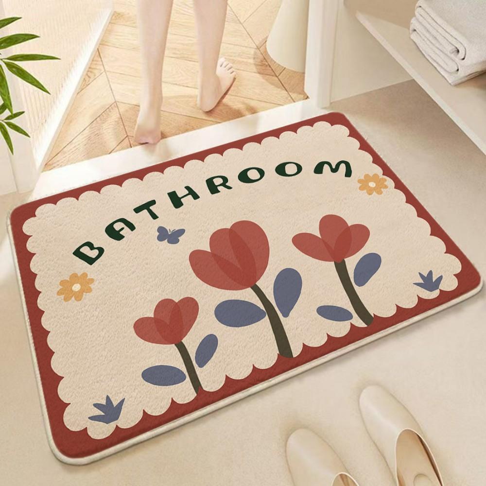 Daisy Pattern Bathroom Carpet Non Slip Small Fresh Flower Pattern Carpet Living Room Entrance Decora Carpet Home Decora