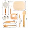Ensemble de cuisine réel Jouets éducatifs en bois pour enfants Couteaux de sécurité Ensemble de pâtisserie Accessoires de cuisine Pour garçons filles Outils de cuisine Montessori