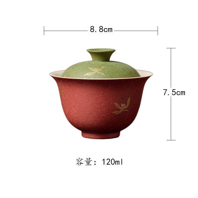 

120 мл Золотое тиснение Орхидея Гайвань Бутик Чайная пиала с крышкой Набор Чайник Крышка Пиала Чайная посуда Коллекция