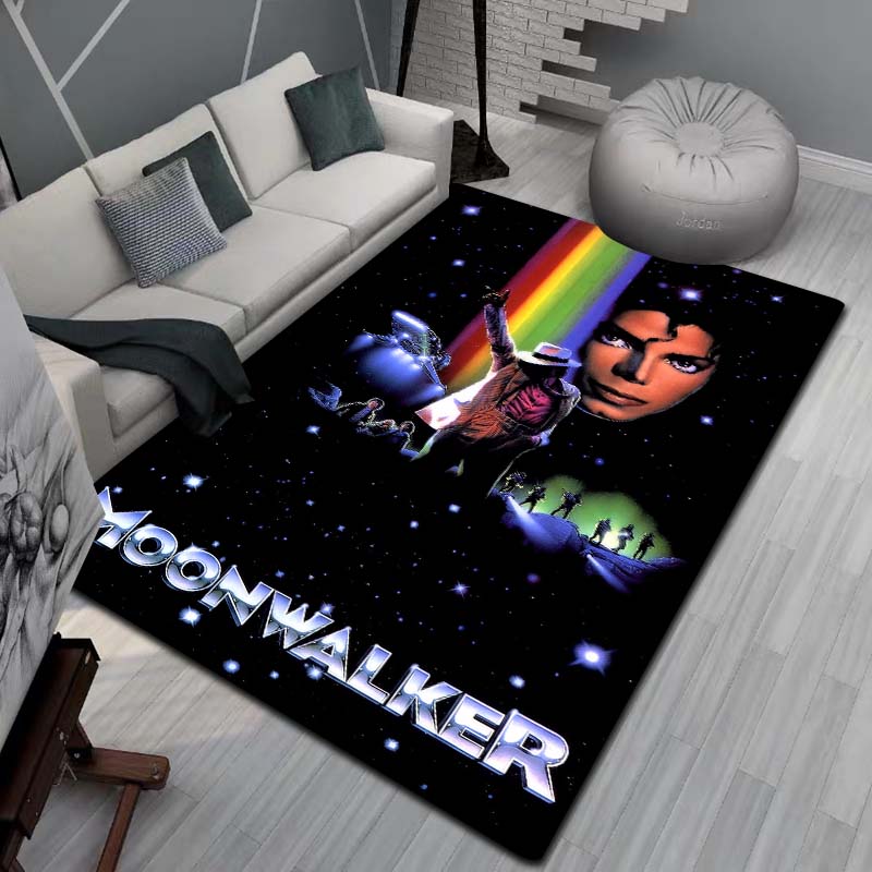 Tappeto Artistico 3D Moda MJ Michael Jackson King of Pop per Camera da Letto Soggiorno Divano Casa Zerbino Decorazione, Tappetino Pavimento Grande Antiscivolo per Bambini