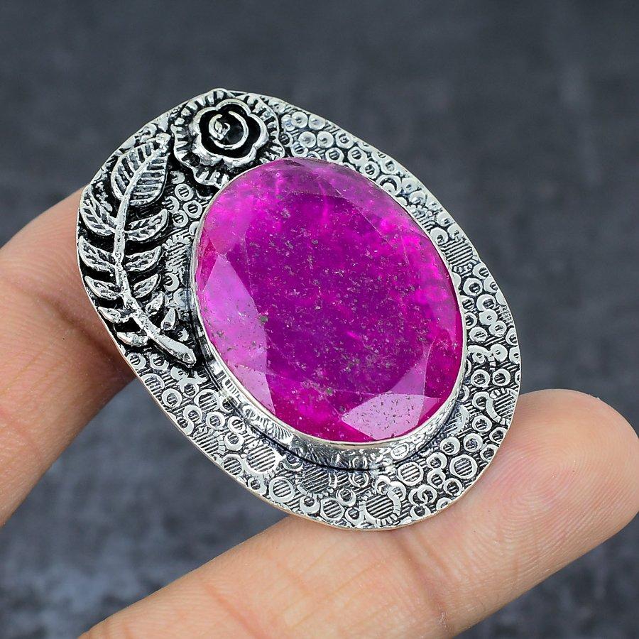 Rubin(Simulert) Edelsten 925 Sterlingsølv Smykkeanheng 2,05"