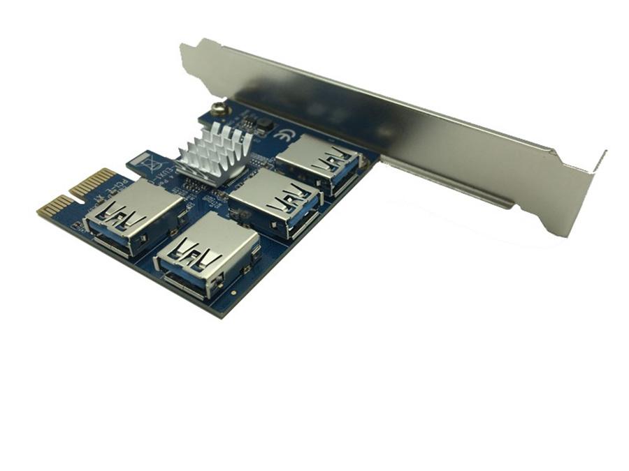 PCI Express Riser Card PCI-E 1 to 4 PCIE USB 3.0 Slots Multiplier Adapter Card