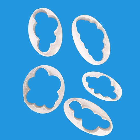 5Pcs Cloud Shape Plunger Cutter Fondant Mold Sugarcraf-t Cake Decorating Tools