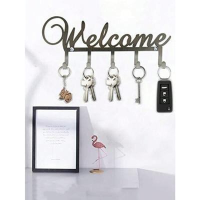 Wrought Iron Key Holder Wall Mounted with Hooks for Entryway Hallway Kitchen Decorative Rack