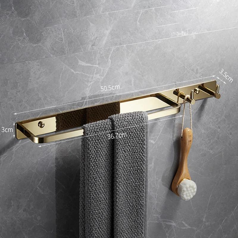 Black Gold Bathroom Towel Holder Brass Gold Chrome Lavatory Towel Rack Hooks Gray Single Towel Rack Bathroom Accessories