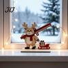 DIY Spliced Wooden Craft Christmas Tabletop Ornament, Cute Elk/Santa Claus/Snowman Desktop Rustic Elk Santa Snowman Ornaments Decorations for