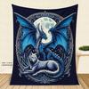 Ice Dragon and Wolf Flannel Printed Blanket Soft Comfortable Bed Blanket Modern Style Themed Decorative Blanket