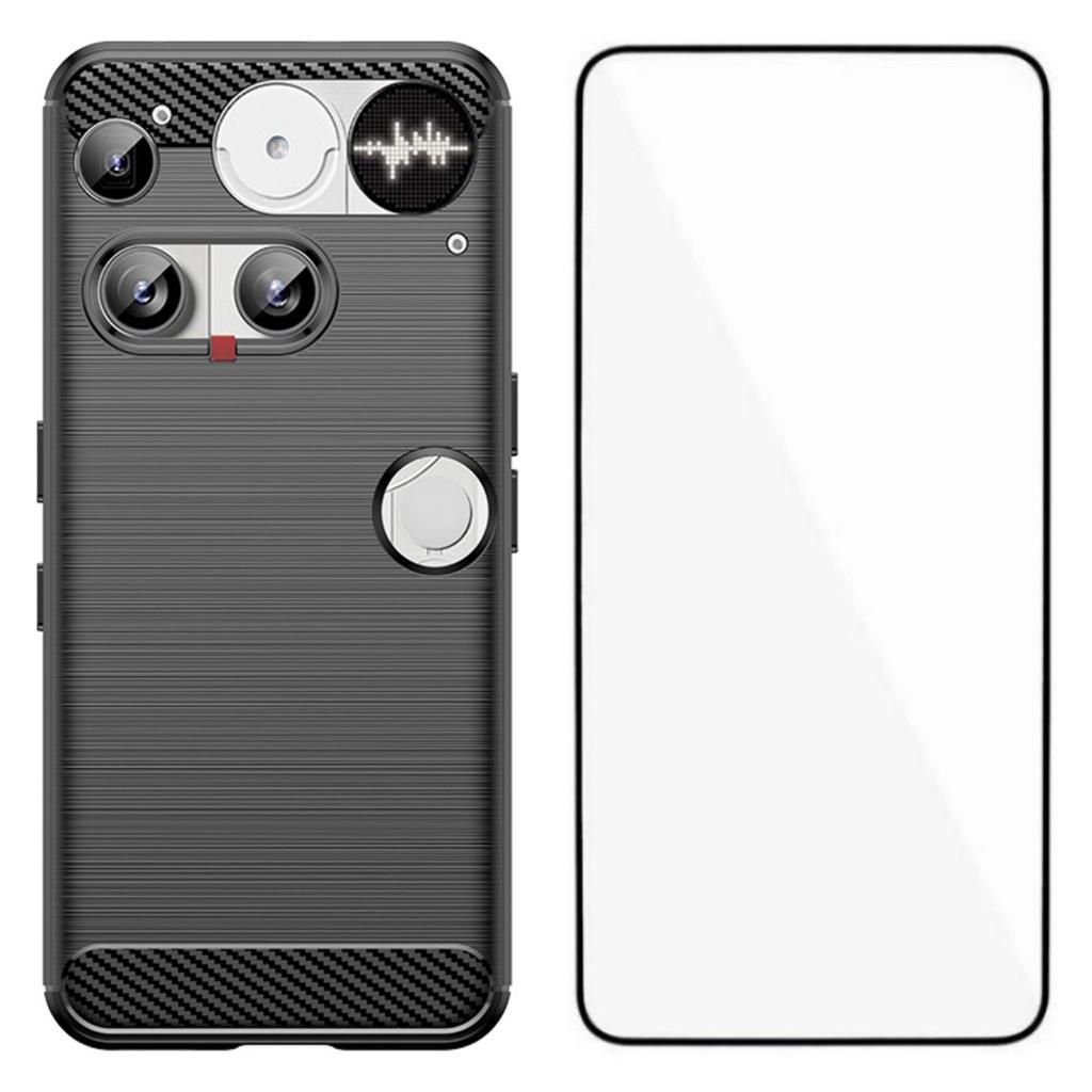 For Nothing Phone (3) 5G Case with Tempered Glass WANLONFENG LS Series Brushed Texture TPU Phone Cover