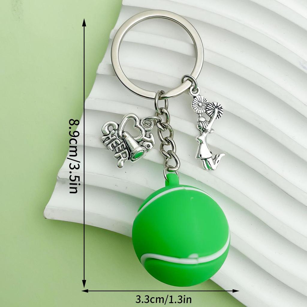 Creative Sports Keychain: PVC Rubber Football, Tennis, Basketball, Rugby Pendant - Small Gift