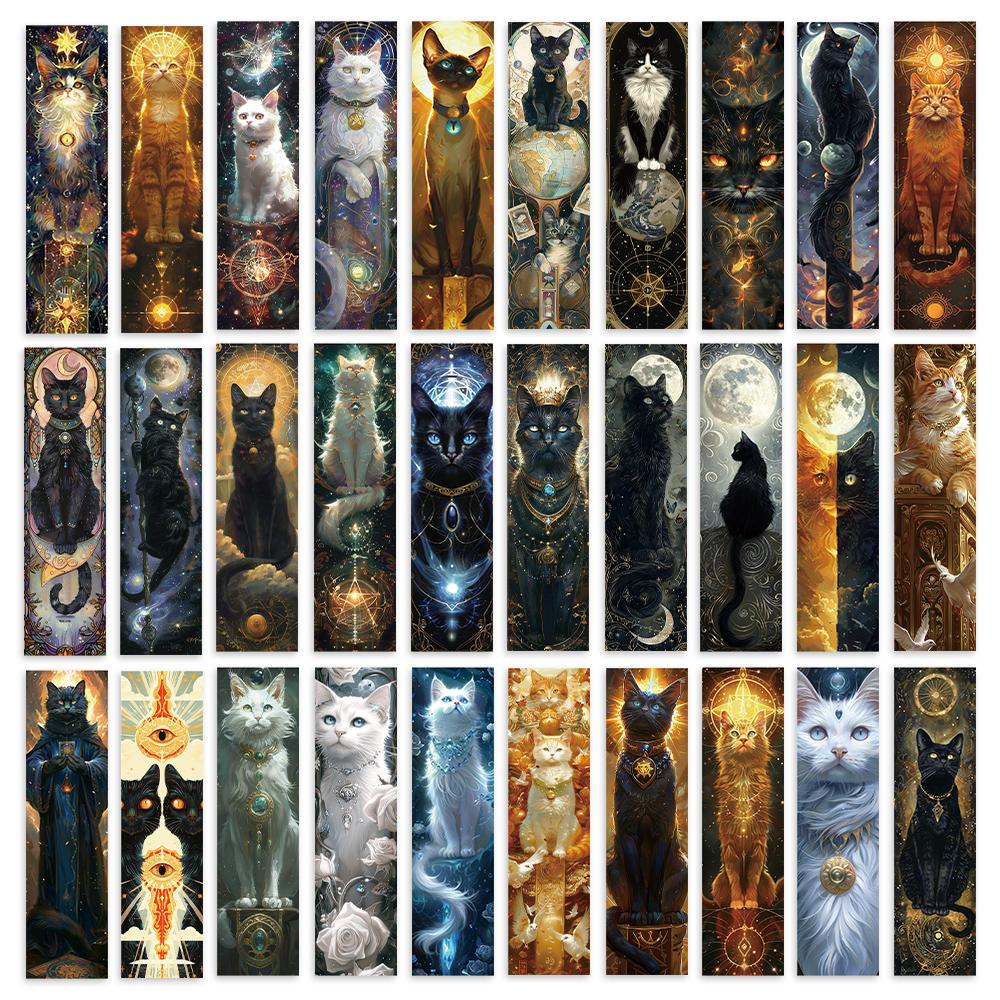 32pcs. Retro Mysterious Cat Bookmark, suitable for back-to-school season, Christmas, Halloween, teachers, readers, and birthdays