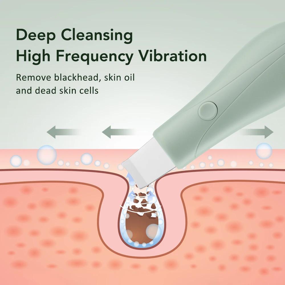 Mini Skin Scrubber Portable Vibration Skin Lifting Massager Face Spatula Blackhead Remover Facial Deep Cleansing