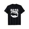 Men'S Bass Guitar Pattern T-Shirt | Casual Short Sleeve Round Neck Top with BASS Print and Guitar Design, Lightweight Fabric Suitable for Daily Wear