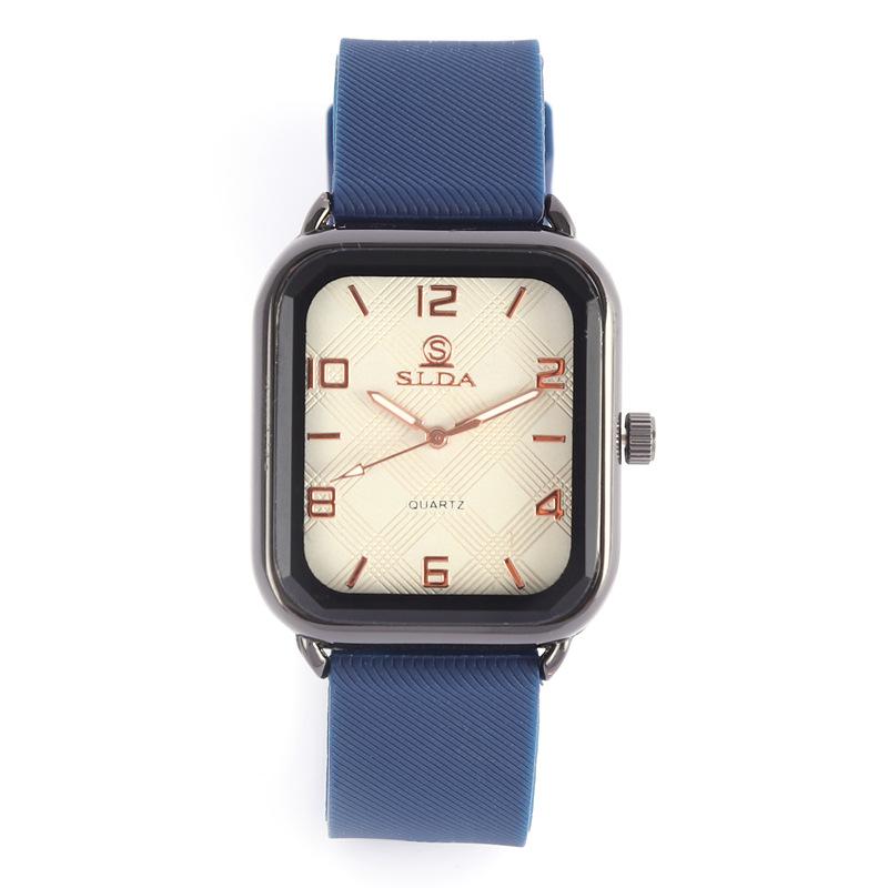 Rectangle Personality Digital Men'S Watch Student Fashion Casual Silicone Strap Quartz Watch Men