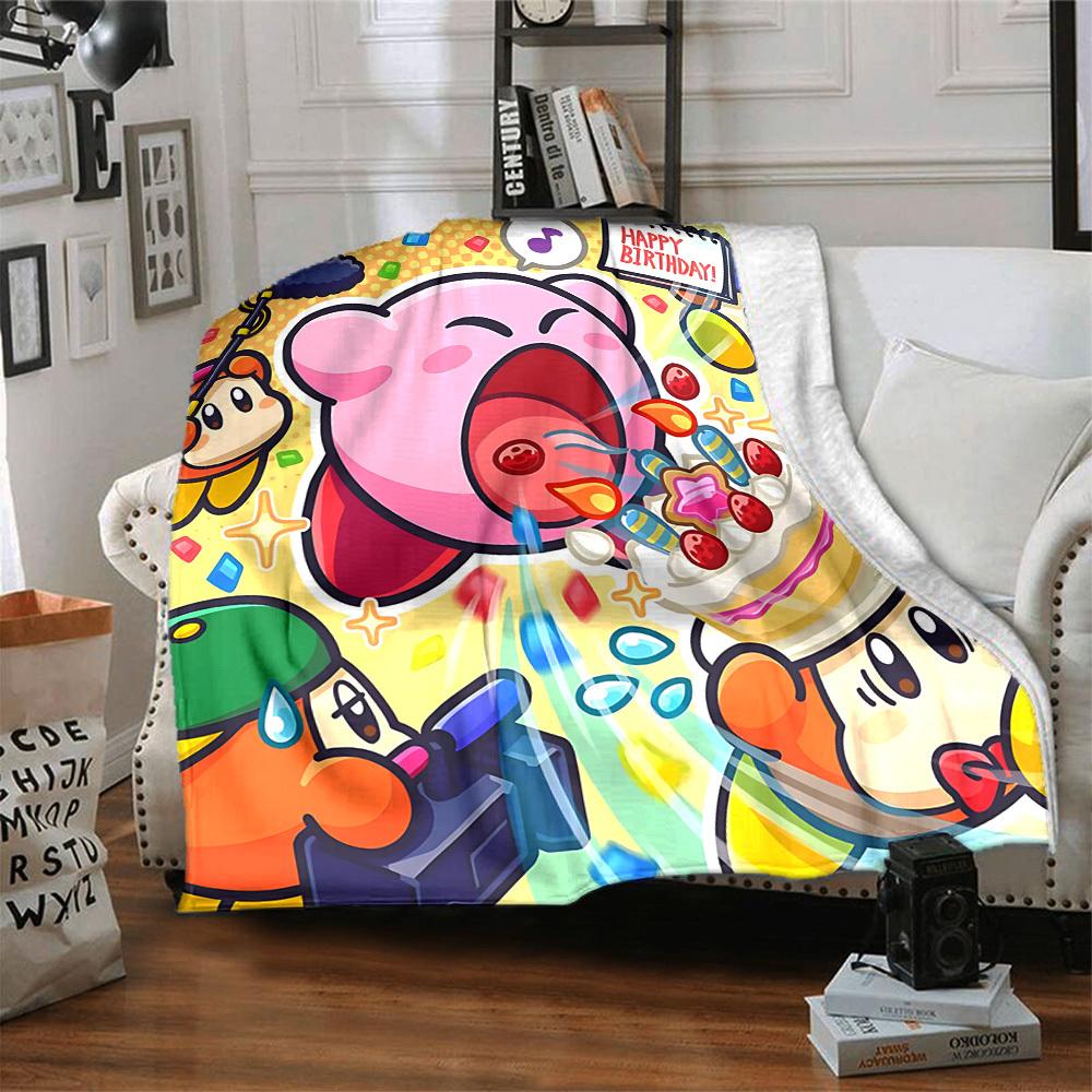 1pc Kirby Party Soft Skin-Friendly Flannel Blanket with Digital Printing, Various Sizes Available for Family, Friends, Birthday