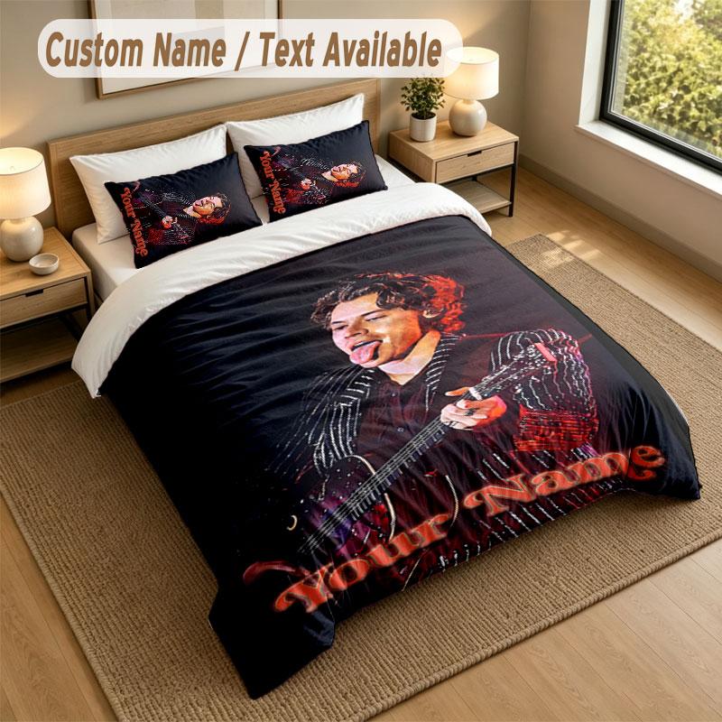 Bedding Set 1 Duvet Cover 2 Pillowcases Harry Styles Print Soft Bed Linen Bedroom Decor