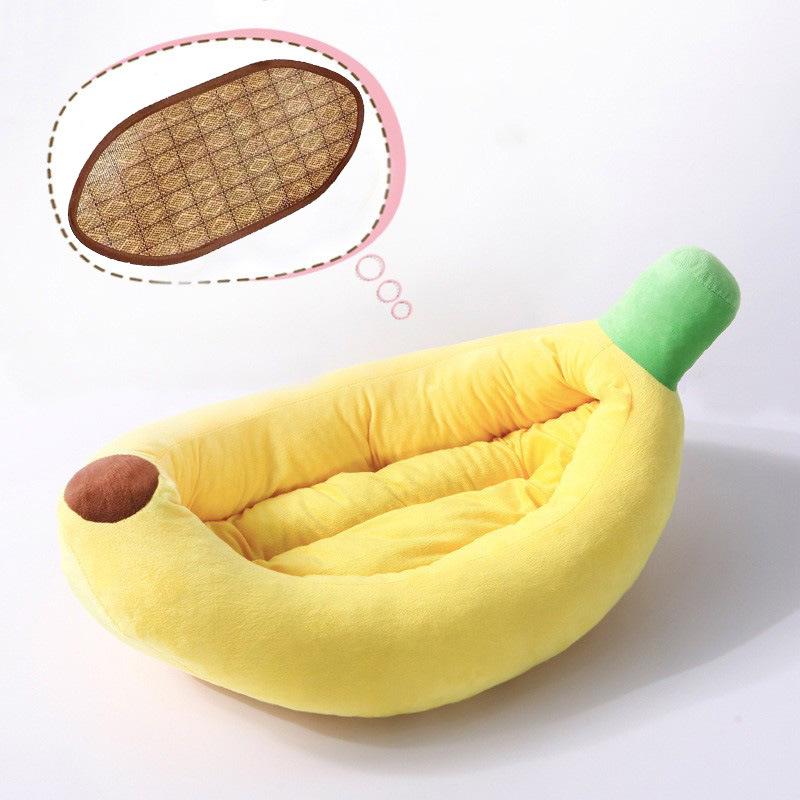 Washable Cartoon Banana Pet Bed for Dogs & Cats - Four Seasons Use