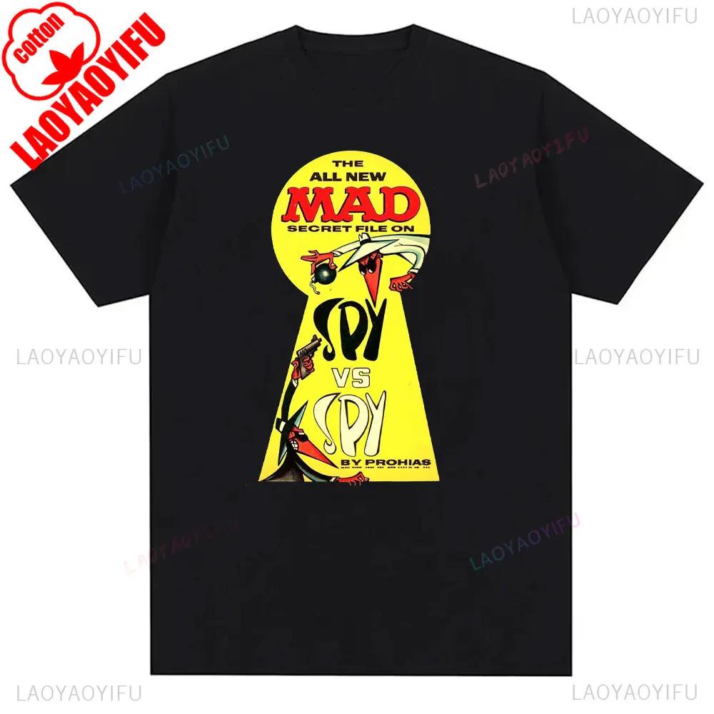 Spy Vs Spy Unisexs T Shirt Summer Cotton Crew Neck Humorous Retro 80s Cartoon Graphic Print Funny Vintage Inspired Fashion Tee