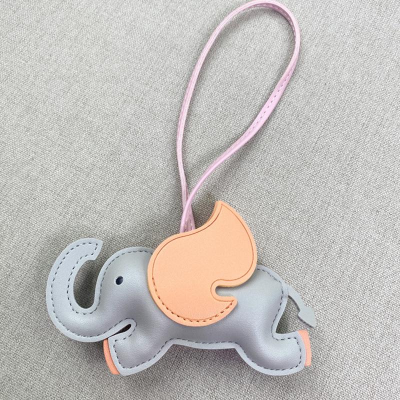 Trendy Designer Pu Leather Wings Flying Elephant Hanger Keychain Pendant Decoration For Ladies Bag Charm Accessories Ornament Gifts