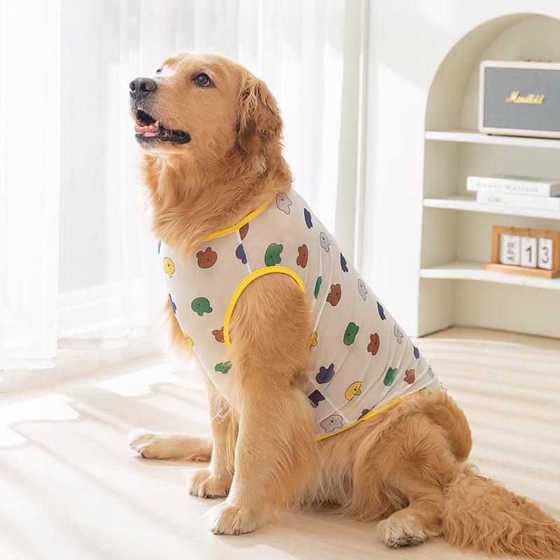 Medium and Large Dog Golden Retriever Edge Herding Vest Pet Clothing Summer Printed Mesh Thin Breathable Two-legged Dog Clothing