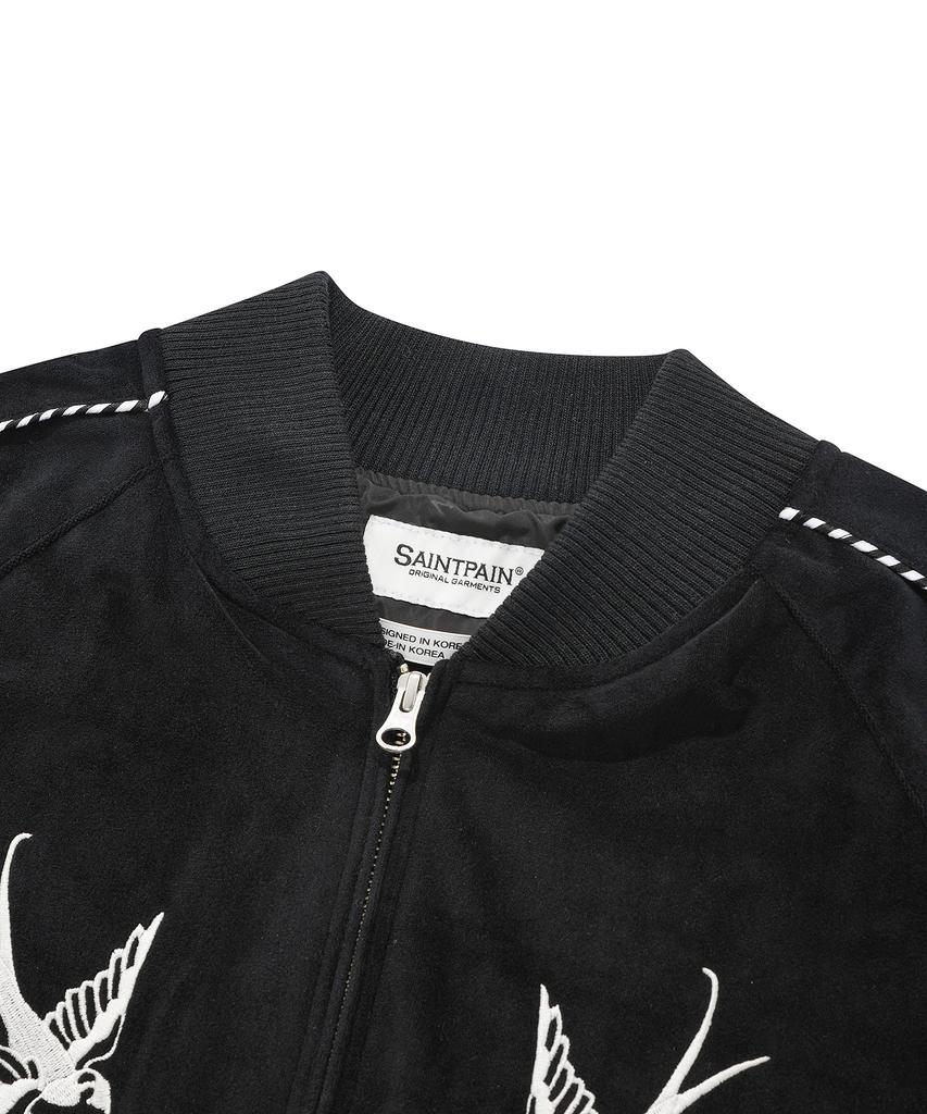 Saintpain Sp Velvet Swallow Souvenir Jacket - Black