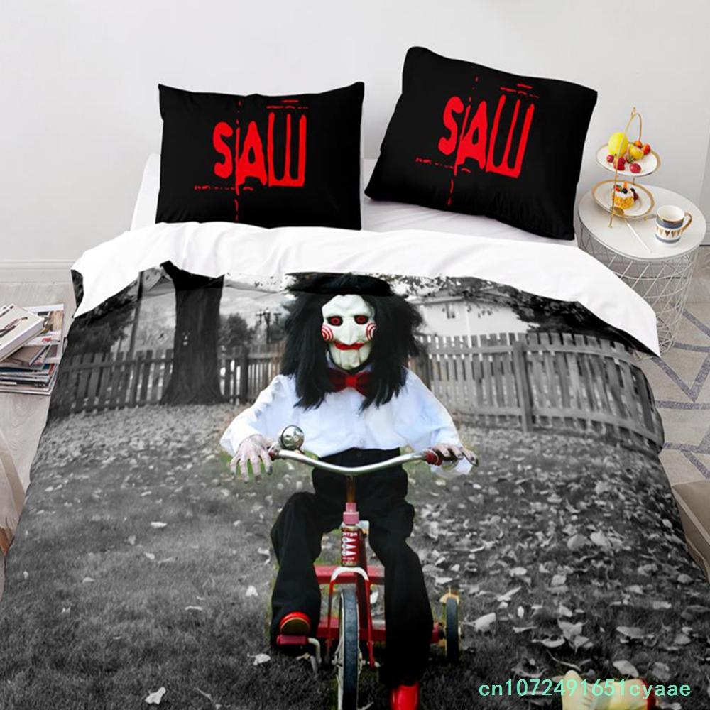 Chainsaw Fright Bedding Set Single Twin Full Queen King Size Halloween Bed Set Aldult Kid Bedroom Duvetcover Sets 3D Print 011