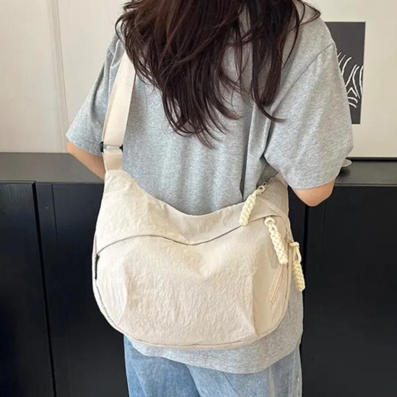 Casual Nylon Dumpling Aped Crossbody Bag Women's Large Capaci Oulder Bag Autumn Season Zipper Closure Faionable Handbags
