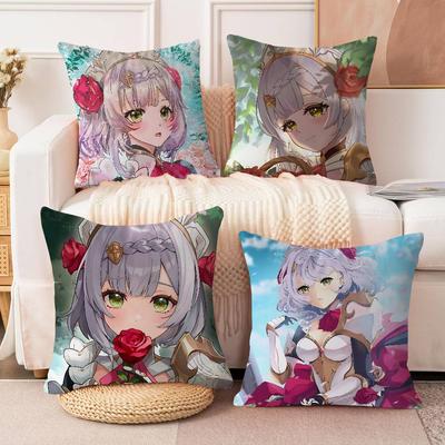 Housse de Coussin Genshin Impact N-Noelle Housse d'Oreiller Décorative de Voiture pour Canapé Voiture Cadeau de Noël 40x40cm 45x45cm
