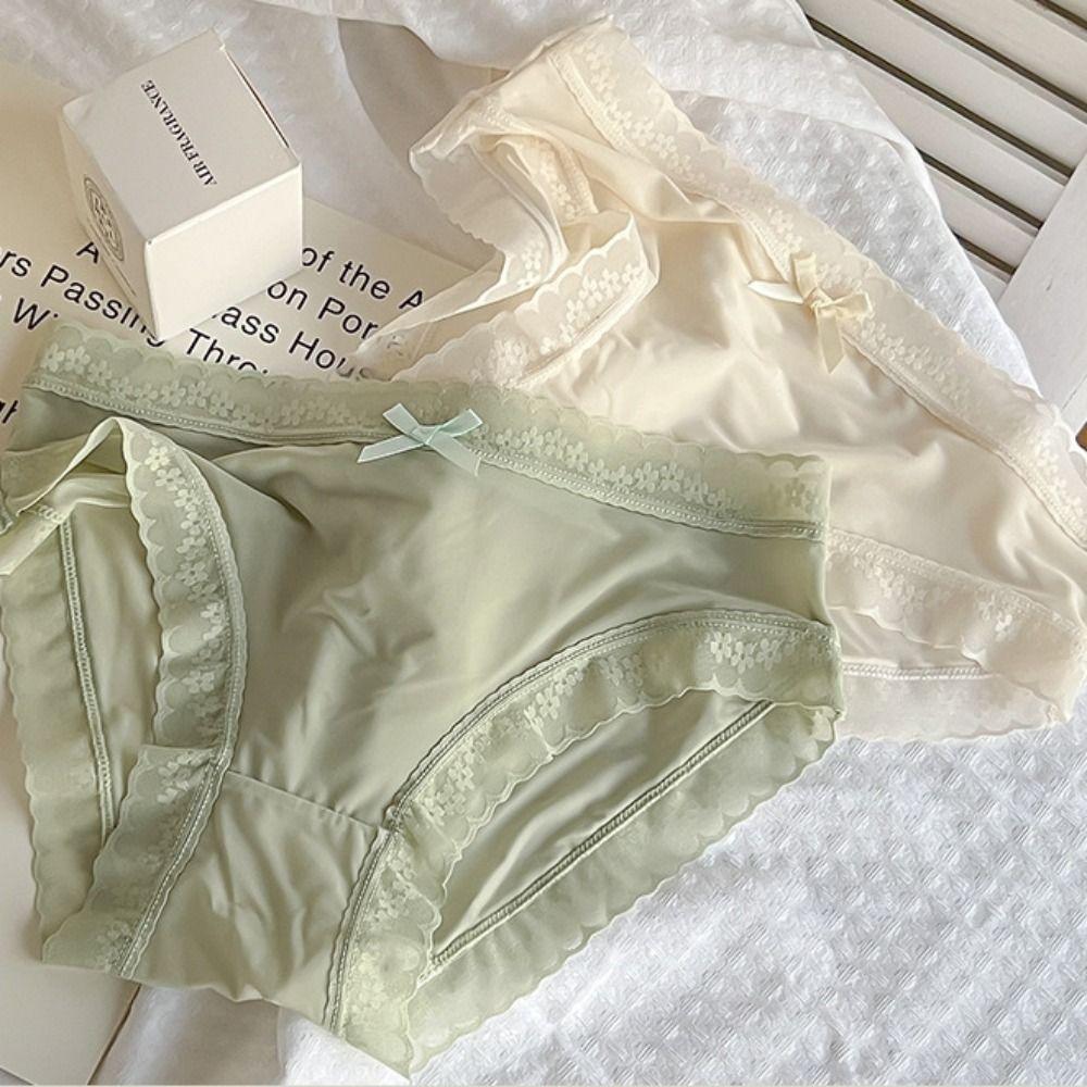 Traceless Floral Panties Bow Knot Undies Sexy Underpants