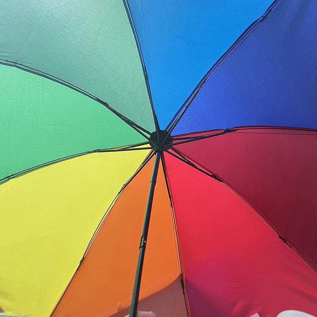 1pc Windproof Foldable Umbrella Women Men Manual Popular Rainbow Three Folding Umbrella Strong Resistant Umbrella Random color
