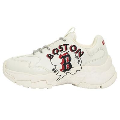 MLB Big Ball Chunky Boston Red Sox Fabric Leather Casual Shock Absorbing Non-Slip Wear-Resistant Breathable Low-Top Dad Shoes 32SHCE111-43I