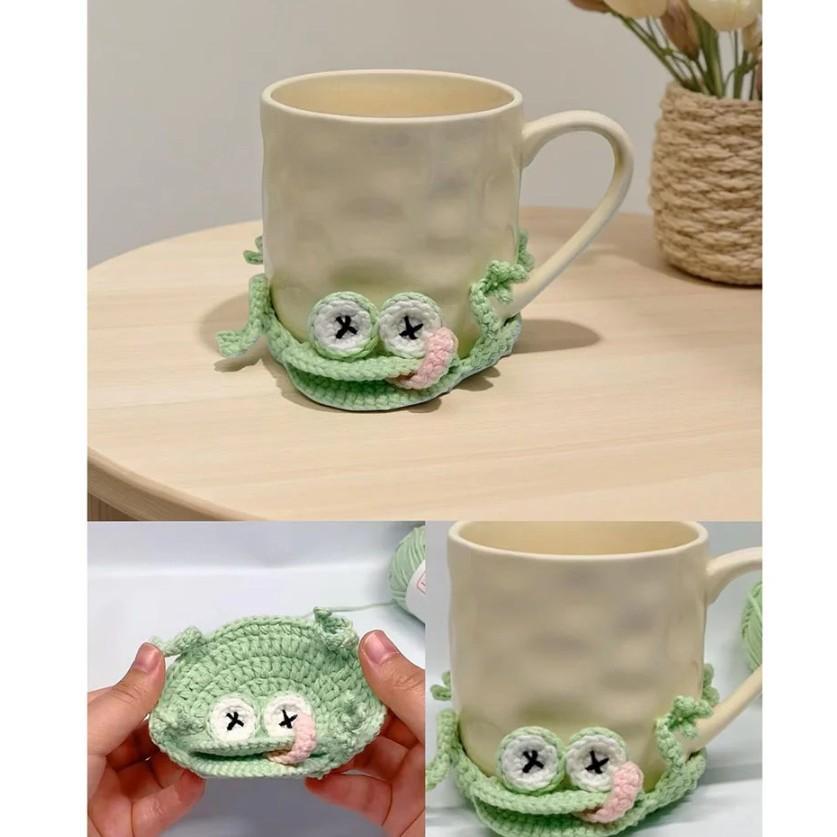 Finished Handwoven Animal Cup Coaster Creative Crochet Coffee Cup Coaster Desk Decor