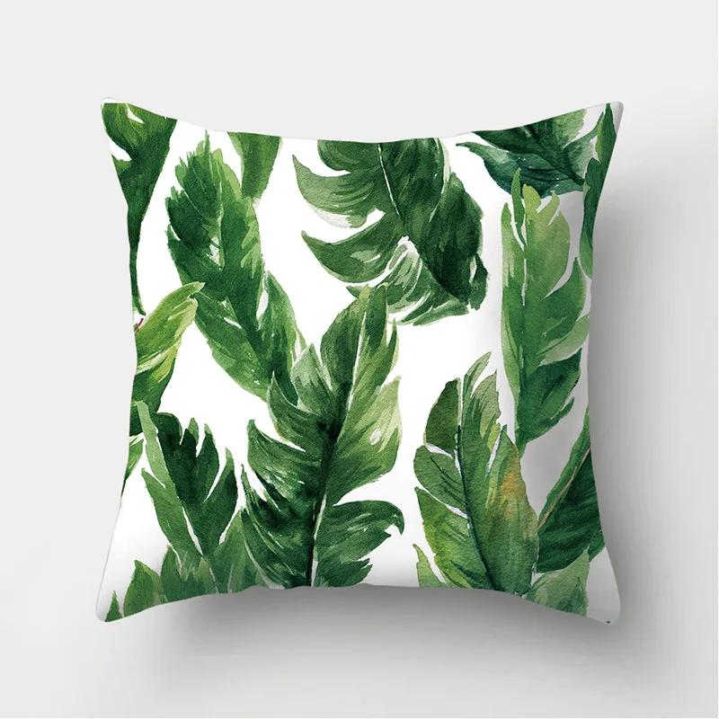 Tropical Palm Leaf Coniferous Decorative Double-Sided Polyester Cushion Cover Pineapple Yellow Green Car Throwing Pillowcase