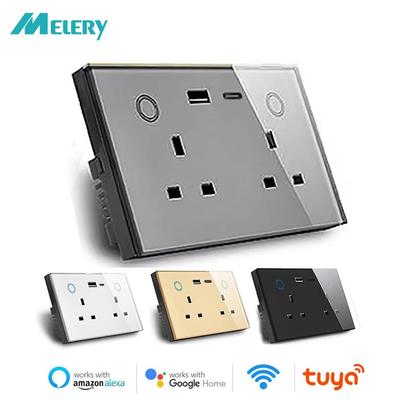 Smart Tuya WiFi Dual UK-Steckdose USB Typ-C PD 20 W Touch-Steuerung, Sprachsteuerung, Stromüberwachung, Alexa Google Home