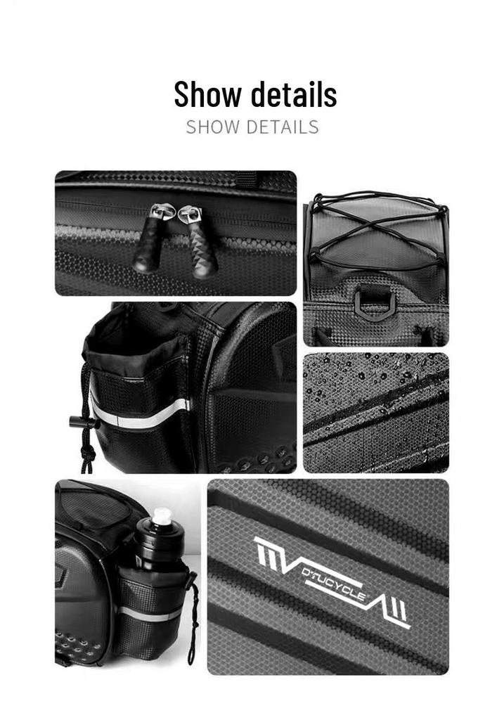 Waterproof Hard Shell Bicycle Rear Bag - Seat Bag & Storage Box Pannier for Mountain Bikes