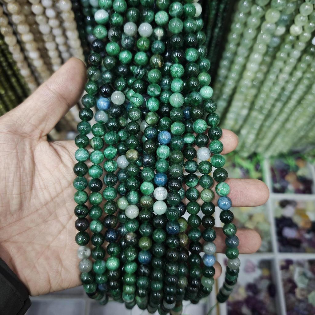 Natural Green Mica Round Beads 4-10mm for DIY Bracelet Jewelry Making